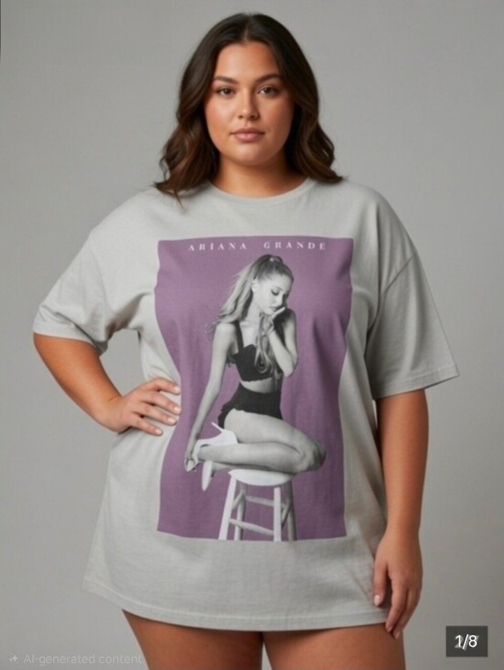0395 Ariana Grande Graphic Tee - Light Gray